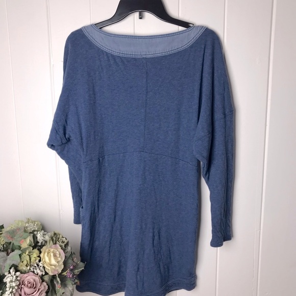 Free People Seeking Heart Ocean blue sweatshirt mini dress - Picture 6 of 15